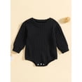 thumbnail image 2 of ZAXARRA Baby Sweatshirt Romper Long Sleeve Round Neck Solid Color Ribbed Bodysuit Infant Fall Outfit, 2 of 9