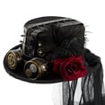 thumbnail image 7 of Yvsxxv 1Pc Black Steampunk Rose Feather Mesh Top Hat for Adults Party Events, 7 of 7