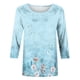 thumbnail image 4 of ICHUANYI Clearance Women's Fashion Printed Loose T-shirt 3/4 Sleeves Blouse Round Neck Casual Tops(Light Blue, XL) ICHUANYI WER2023081510264, 4 of 5