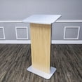 thumbnail image 4 of FixtureDisplays® 49" Maple Melamine Podium Pulpit Lectern With Curved Brushed Stainless Steel Sides 19629, 4 of 13