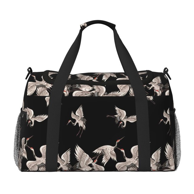Disketp Japanese White Crane Bolsa de Viaje Tipo Duffle, Bolso de Mano para Fin de Semana para Mujer, Bolsa de Gimnasio Ligera para Hombre, Esencial para Viajes