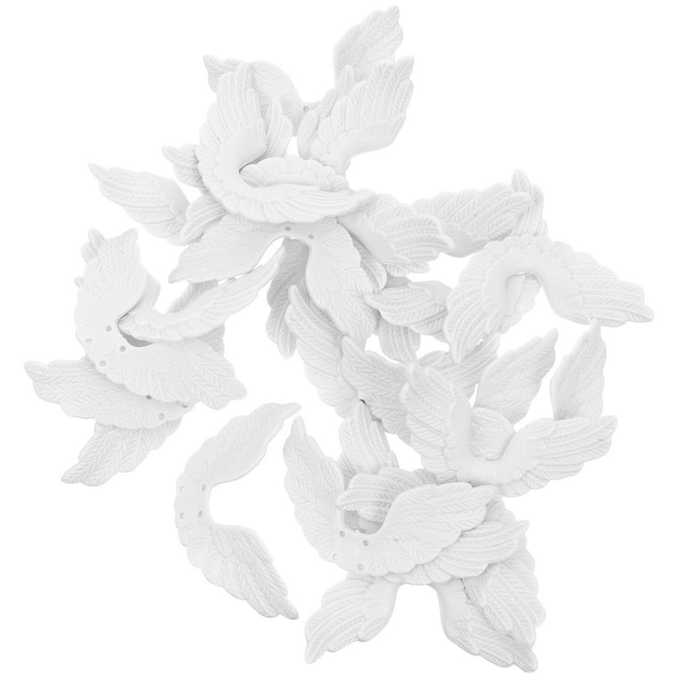 NSBELL 20pcs Plastic Angel Wings for Crafts, White 80mm