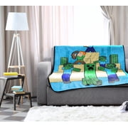 Minecraft Survival Mode Silk Touch Throw, 40 x 50, Microfiber, Blue, Mojang, Gaming Bedding