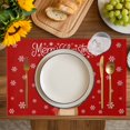 thumbnail image 4 of Merry Christmas Placemats Set of 6, Red Winter Xmas Cartoon Deer Snowflake Placemats for Dining Table, Place Mats for Kitchen Tabletop, Waterproof Wipeable Dining Table Mats Set, 4 of 9