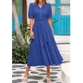 thumbnail image 3 of Vestido midi PRETTYGARDEN 2025 con cuello en V y manga corta con bolsillos, 3 of 9