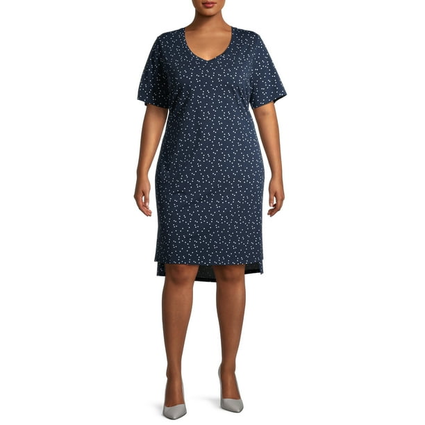 Terra & Sky Terra & Sky Women's Plus Size VNeck TShirt Dress