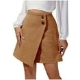 thumbnail image 2 of Xunlbb Mini Skirts, Fall Fashion Women Casual Comfortable Solid Color Irregular High Waisted Button Skirt Gift for Women, Size S-XL, 2 of 6