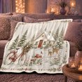 thumbnail image 5 of Winter Cottage Snowy Scene Holiday, Festive Holiday Scene, Warm Flannel Blanket for Cabin and Lodge with Detailed Artwork, Art Lovers Housewarming Gift, Festive Home Decor, 5 of 7