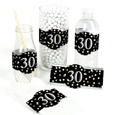 Adult 30th Birthday - Gold - DIY Birthday Party Wrapper Favors - Set of