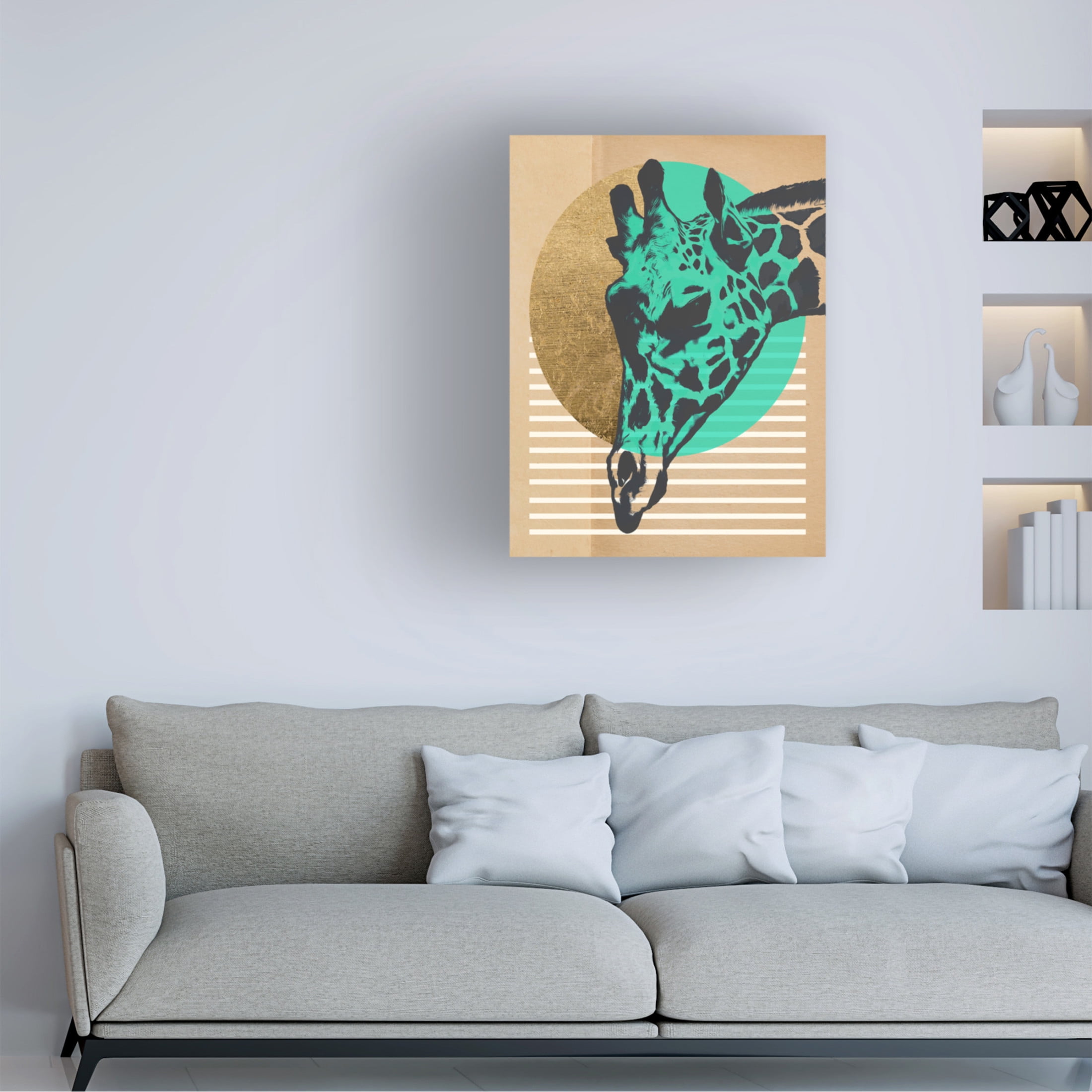 Trademark Fine Art Alonzo Saunders Gold Geometric Giraffe I Canvas Wall Art