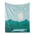 thumbnail image 1 of Ostrich Soft Flannel Fleece Throw Blanket, Silhouette of Animal Swimming in the Lake Under Sunny Sky Tropical, Cozy Plush for Indoor and Outdoor Use, 60" x 80", Baby Blue Dark Teal, by Ambesonne, 1 of 6