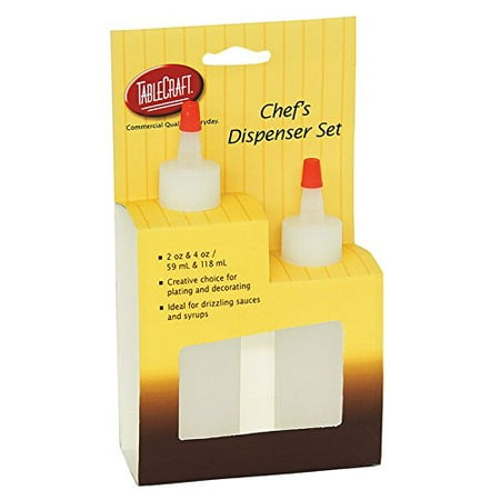 Red 2 Ounce Bottle - H110204 Chef's Squeeze Bottle Set, Red, Plastic Squeeze Bottle Set, Set Includes: 2 and 4 ounce Squeeze Bottles with Red Storage Caps By Tablecraft