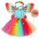 thumbnail image 3 of Disfraz de hada para niñas, vestido de tutú con purpurina y arcoíris con alas de mariposa, para fiestas de cumpleaños de Halloween y princesas, 3 of 5