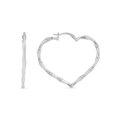 thumbnail image 2 of JewelStop Sterling Silver Rhodium Plated Heart Bamboo Hoop Earrings with Polished Finish and Hinged Closure - 35mm(L) x 40mm (W), 2 of 4