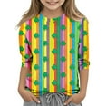 thumbnail image 1 of Tauxra Chandail de la Saint-Patrick pour Adultes, T-Shirt à Manches 3/4 Imprimé Col Rond, T-Shirt Graphique Trèfle Décontracté à Manches Longues pour Activités Festives, 1 of 6