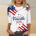 thumbnail image 3 of JTZGDY Plus Size 3/4 Length Sleeve Womens Tops Funny American Flag 4th of July Shirts Stars Stripes Patriotic Tshirts Trendy Holiday USA Flag Tunic Blouses Multicolor#09 S, 3 of 6