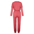 thumbnail image 4 of AOOCHASLIY Women's Solid Sets Casual Top Sets Long Sleeve Stretch Sweatpants Two-Piece, 4 of 5