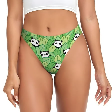 Sigee Cartoon Panda And Leaf 1 for Women s G-String Panty  Low Rise  Soft Lace Perfect for Everyday Wear or Special Occasions-X-Large