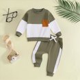 thumbnail image 2 of TOWED22 Toddler Baby Boy Fall Clothes 2PCS Color Block Sweatshirt Pants Sets Infant Winter Outfits, 2 of 6