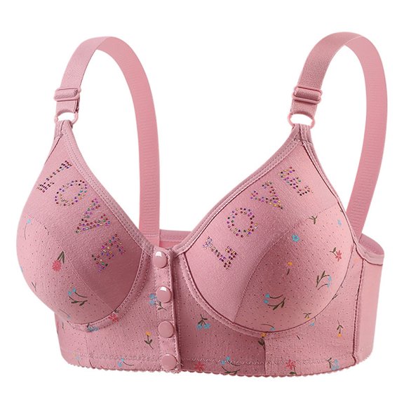 Gamivast Front Closure Bras for Women Wirefree Bras Supportive Full Coverage Back Smoothing Everyday Sleep Bra Pink 46