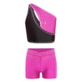 thumbnail image 3 of Hansber Kids Girls Cheerleading Outfit Gymnastics Dance Performance Sleeveless Crop Top with Shorts Set Hot Pink 10, 3 of 6