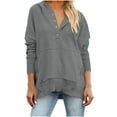 thumbnail image 2 of UQJfacai Womens Fashion Oversized Long Sleeve Hoodie Button Down V Neck Sweatshirt Fall Casual Hooded Pullover Tops with Pocket, 2 of 6