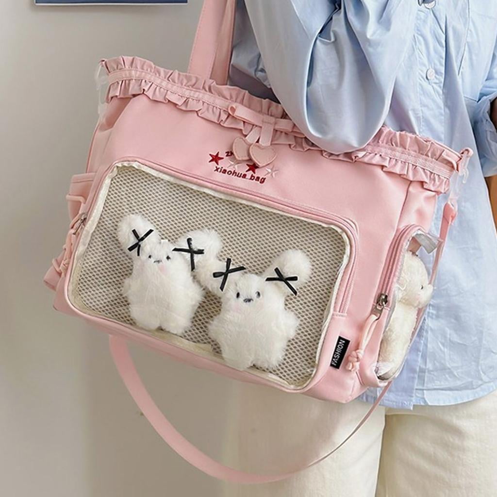 Giaone Lovely Ita Bag Large Capacity Shoulder Bag Ruched Lace Bows Crossbody Bag