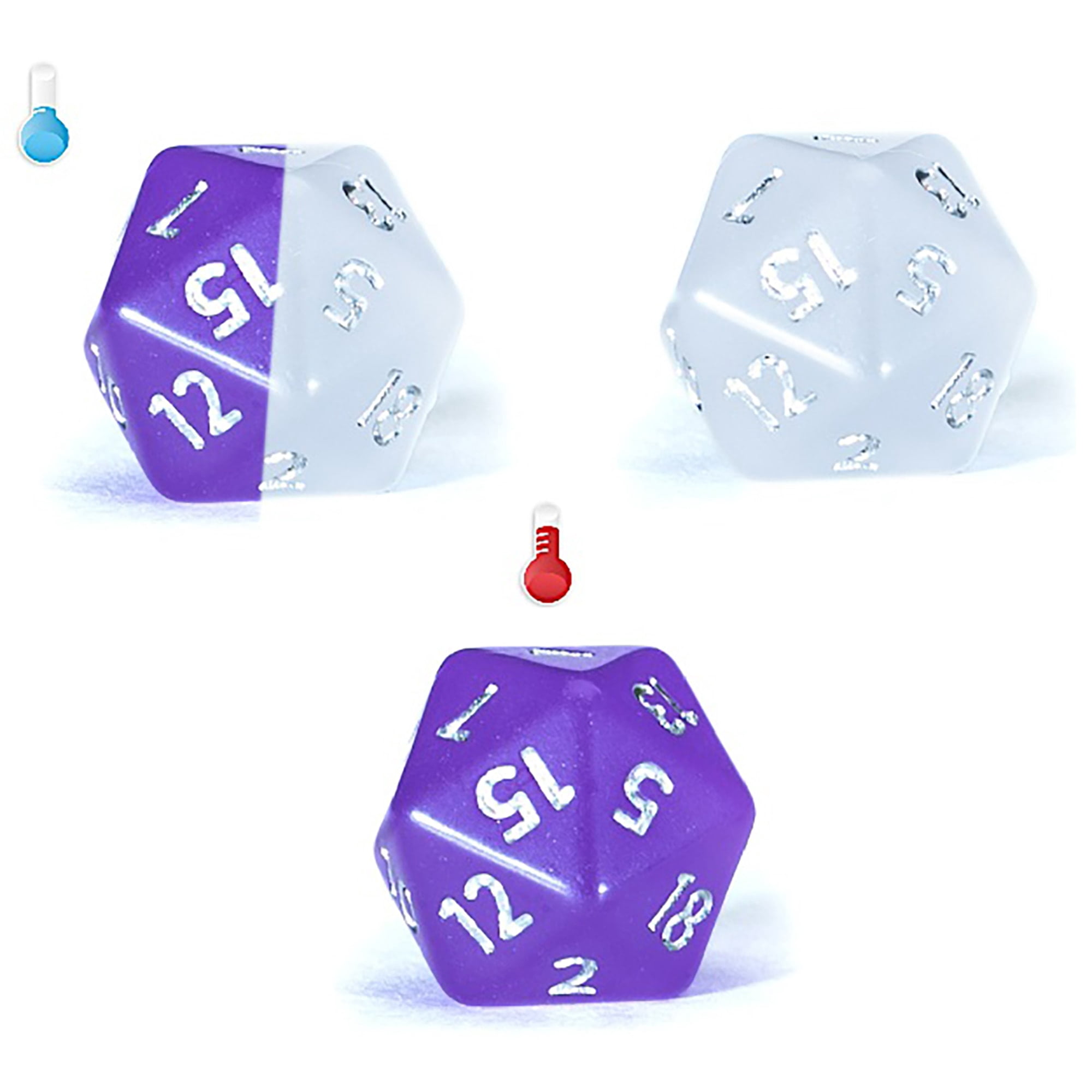 Mighty Tiny Dice: Chromatic Lightning - 7 pc - RPG Dice Set Thermal Color Changing, 12mm Resin, Change Color Purple To White