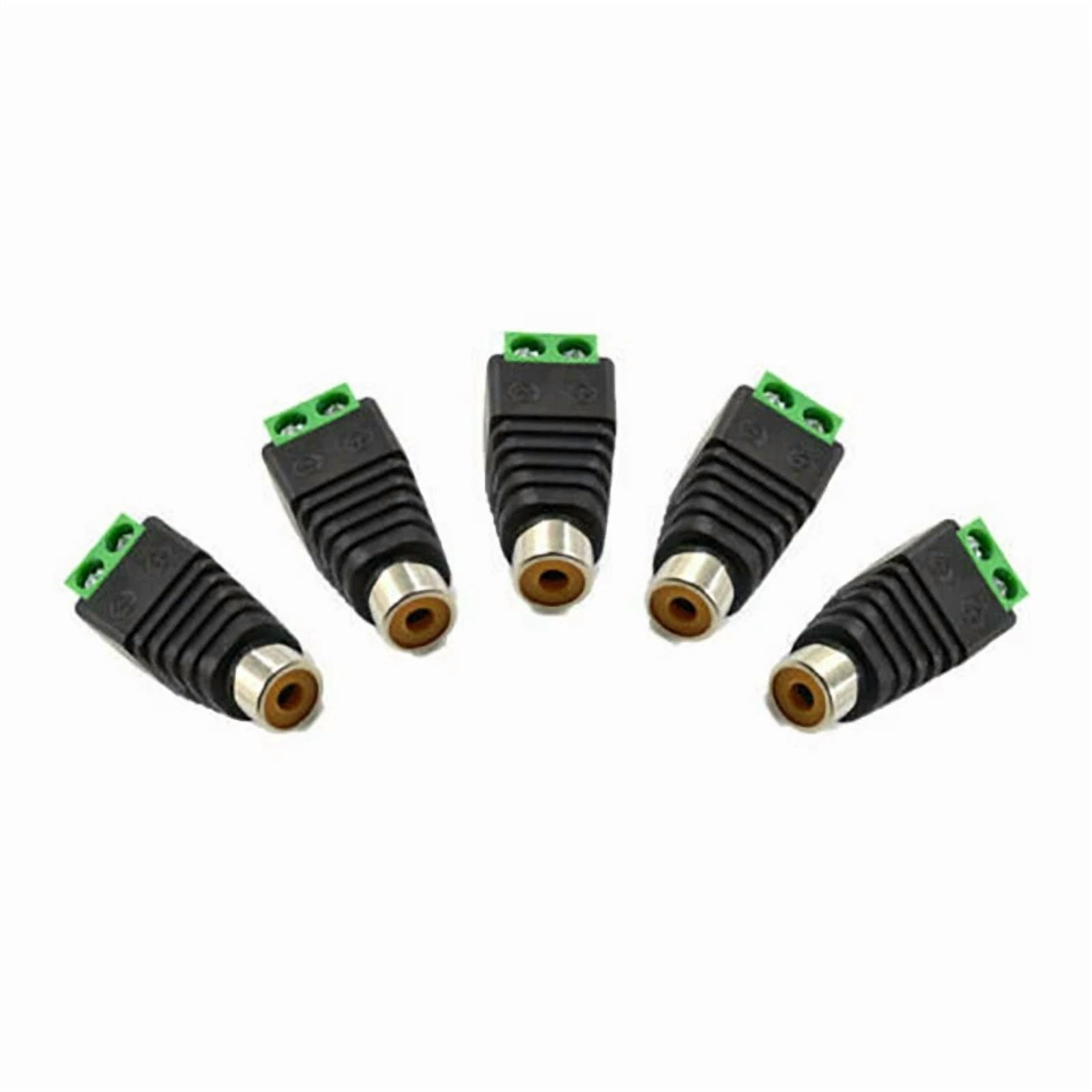 CRESTIN- 10X Speaker Wire Cable Rca Female To 2-Pin Terminal Block Adapter Connector Plug