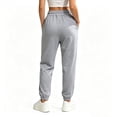 thumbnail image 5 of GZMOALH Women's Waffle Knit Jogger Pants, Elastic Waist with Side Pockets and Tapered Cuffs for Casual Daily Wear, 5 of 6