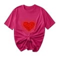 thumbnail image 4 of AUNVITO Women's Valentine's Day T-shirt Round Neck Short Sleeve with Heart Print Casual and Cute Style, 4 of 5