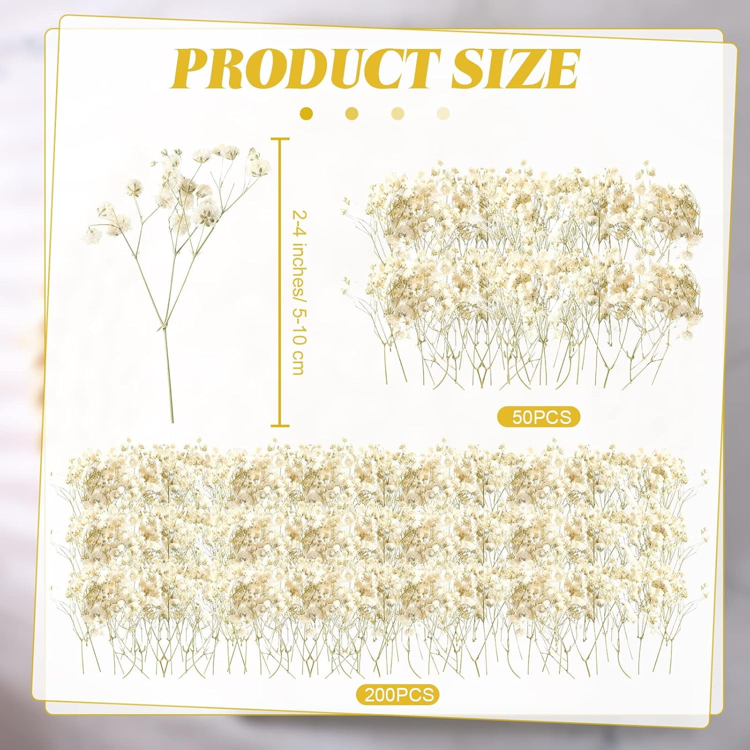 50 Pcs Mini Dried Baby Breath Flowers 3000+ Wedding Ivory White Flowers Bulk 2-4 in Dried Artificial Gypsophila for Wedding Decor Boho Invitation Resin Candle DIY Art Crafts Making Bouquet