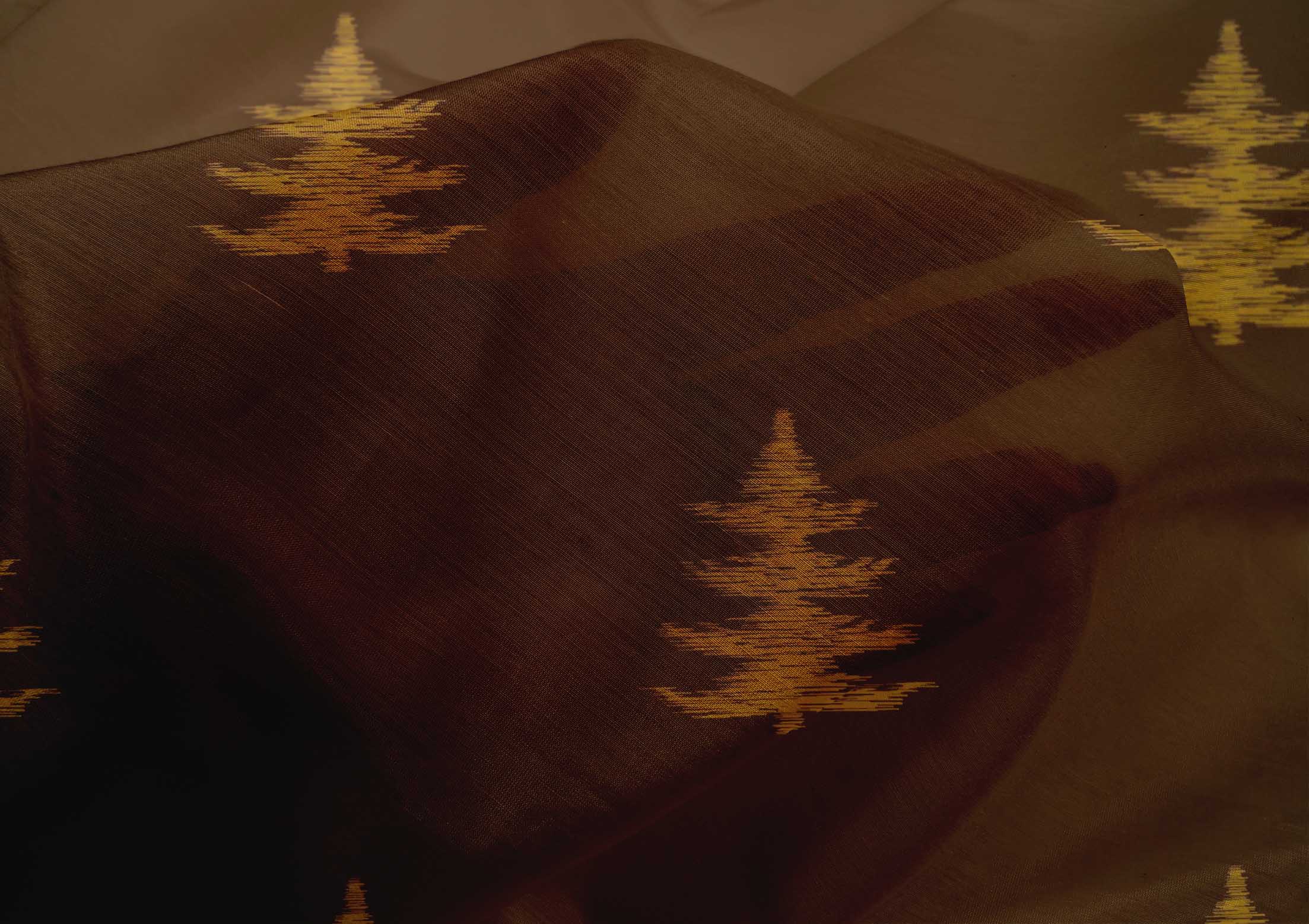 oneOone Cotton Silk Fabric Christmas Tree Ikat Print Sewing Fabric BTY 42 Inch Wide