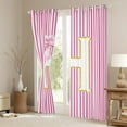 thumbnail image 3 of Homewish Kawaii Princess Style Black Out Curtains for Teen, Kawaii Initial H Letter Curtains Pack of 2 (42x63 Each), Pink Stripes Line Bedroom Curtains, Curtains Blackout Home Decor, 3 of 6