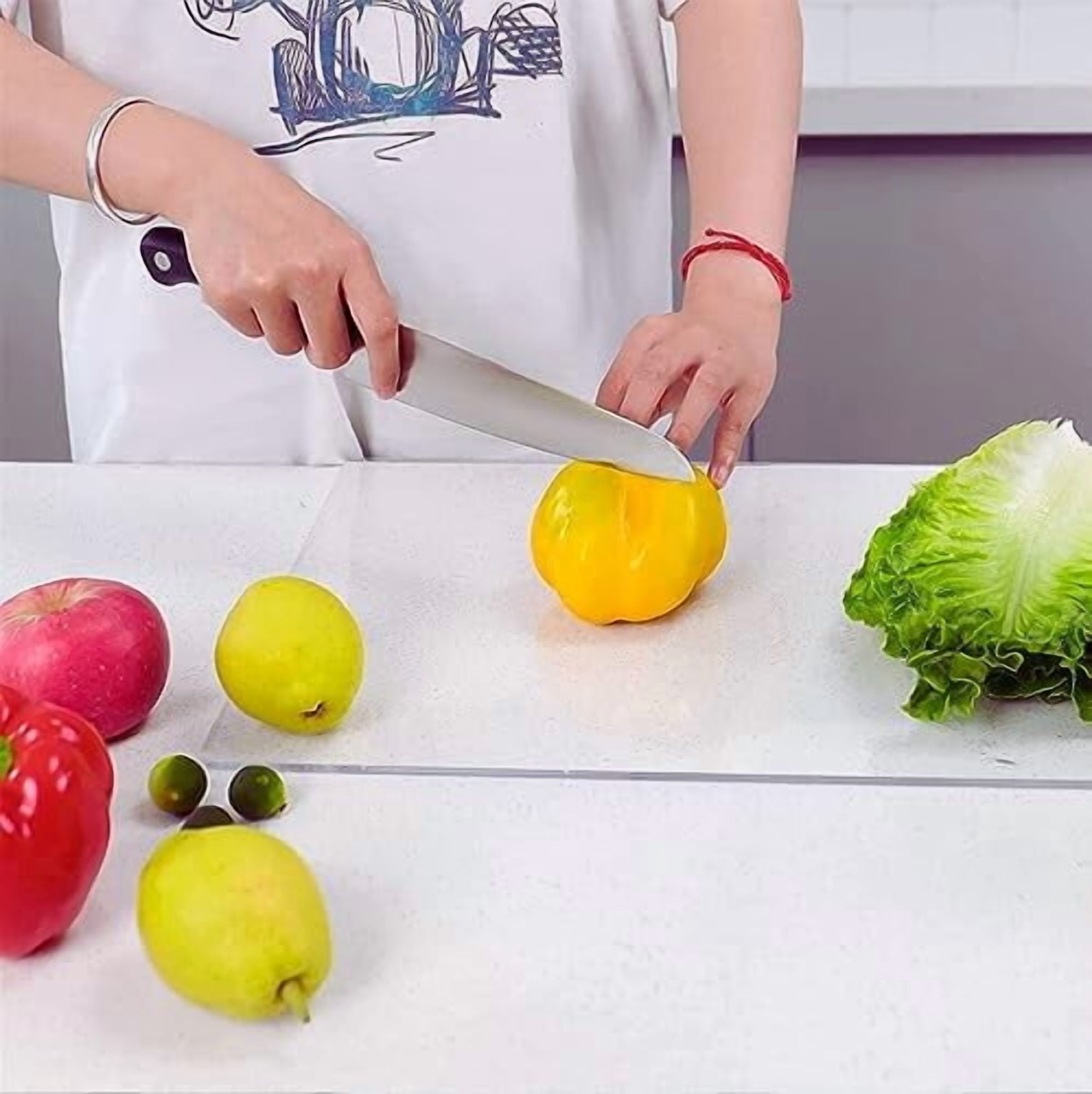 Large Acrylic Cutting Board 24" x 17" for Kitchen With Lip, Clear Non Slip Chopping Board, Countertop Protector