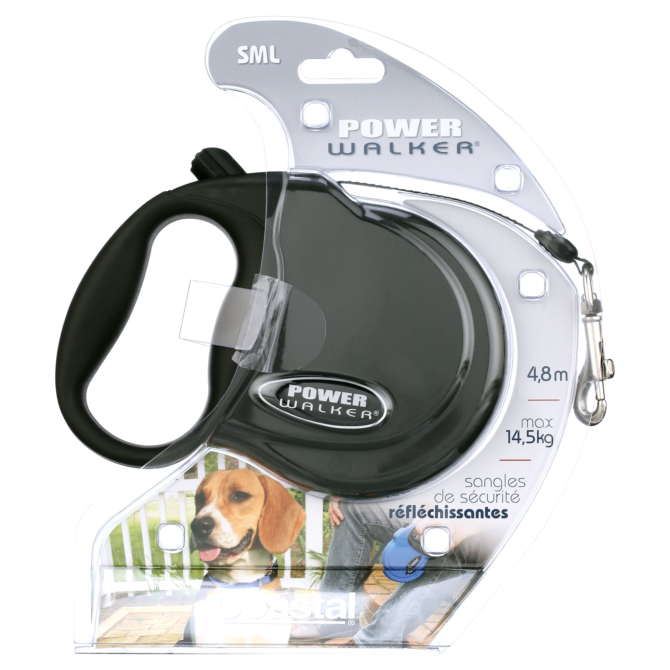Coastal Pet Power Walker Retractable Dog Leash, Small, Black