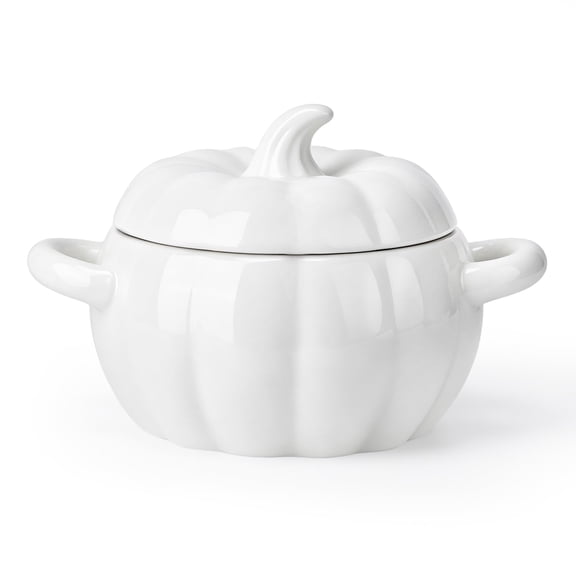 Dutch Oven Pot with Lid, Pumpkin Pottery Dessert Saucepan, Mini Baking Dish Cute Pumpkin Bowl, Covered Dutch Oven Ceramic Stockpot, Pumpkin-Shaped Casserole