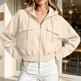 thumbnail image 6 of yillto Womens Full Zip up Hoodies Cropped Loose Sweatshirts Long Sleeve Fashion Cargo Coats with Pockets, 6 of 7