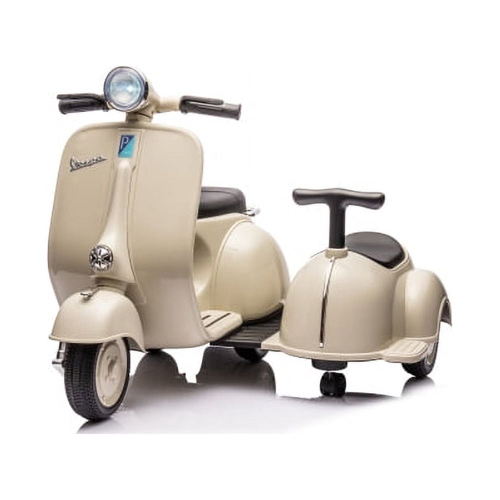 6V LICENSED Vespa Scooter Motorcycle with Side Car for kids, Gray