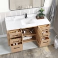 thumbnail image 5 of Vinnova San 60" Single Sink Wood Bath Vanity with Grain Stone in Brown/White, 5 of 16