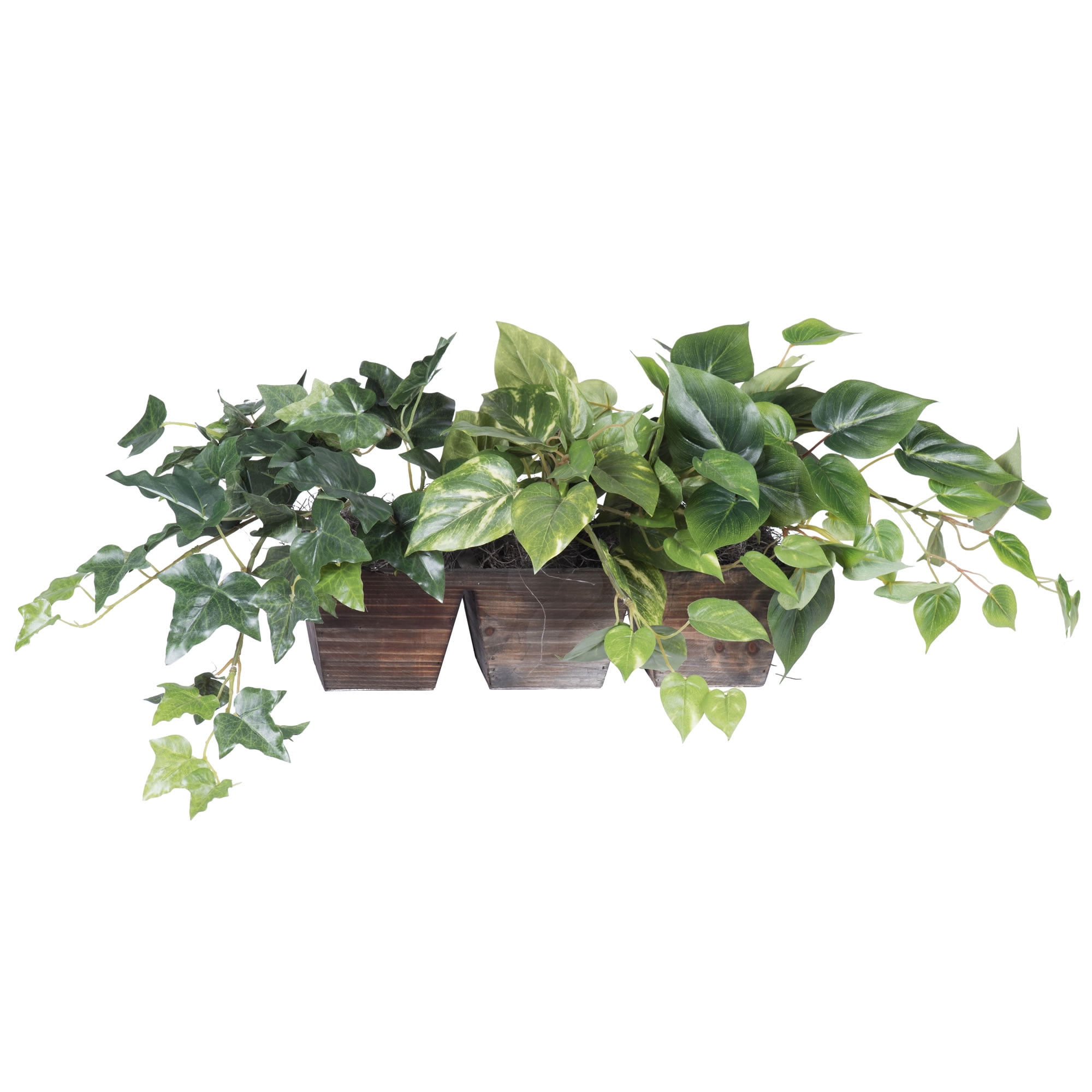 Vickerman 12" Greenery Bushes in Dark Rectangle Planter