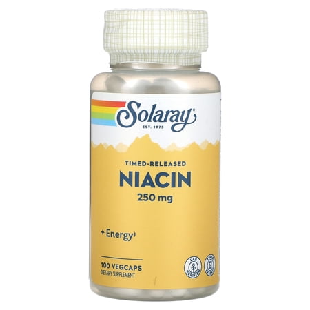 Solaray Niacin Timed-Release 250mg, Vitamin B3 | Skin Health, Cardiovascular & Nervous System Support | 100ct