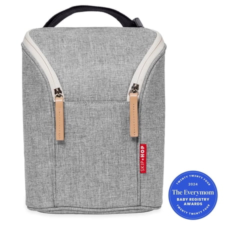 Skip Hop Insulated Bottle Bag with Freezer Pack, 2 Quart Capacity, Grey
