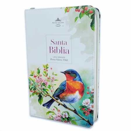 Biblia para Mujer con Cierre Letra Grande Manual 12 puntos RV1960 imit piel pajaro floral con indice y canto floral