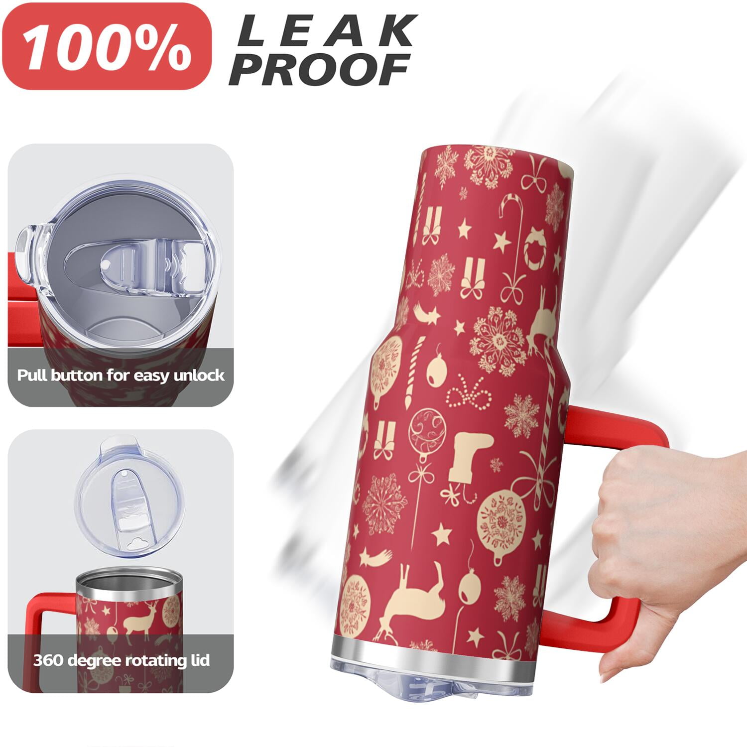1pc 40 oz Christmas Tumbler with Lid and Straw Stainless steel Insulated tumblers Cute water bottle Travel/Gym coffee tumbler Gifts for Women/men