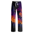 thumbnail image 5 of IYYVV Womens Halloween Pajamas Pants Casual Pumpkin Ghost Print Lounge Trousers Comfy Lightweight Elastic Waist Drawstring Sleepwear Bottoms Navy M, 5 of 6