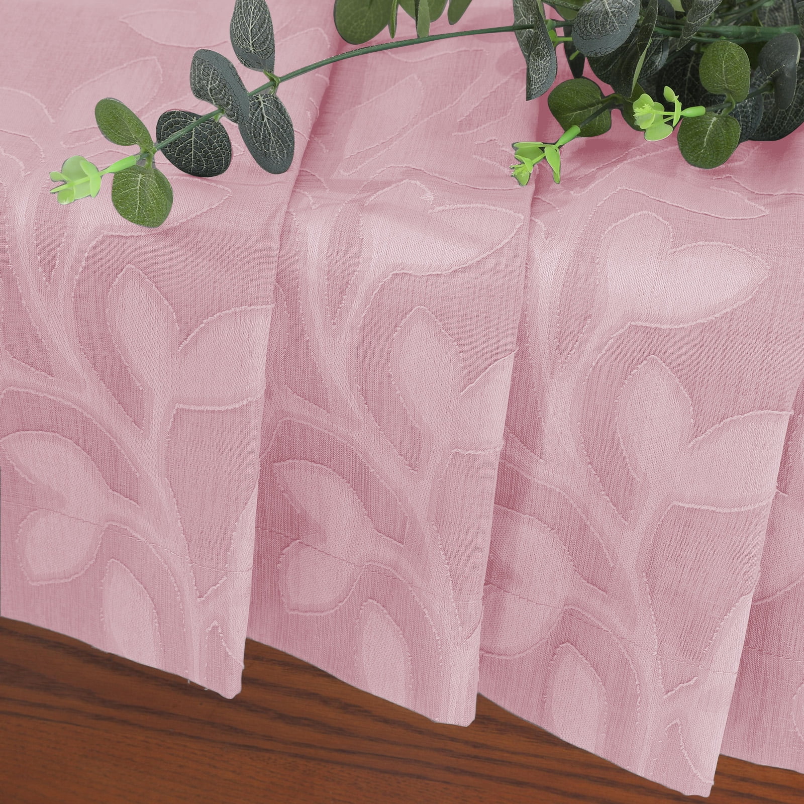 OVZME Darla Sheer Curtains 84 Inches Long 2 Panels, Light Filter Breathable Jacquard Window Curtains for Living Room, Rod Pocket Sheer Curtains for Living Room Bedroom, 42Wx84L Inch Blush Pink