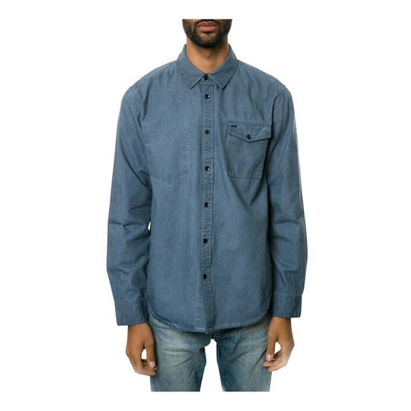 KR3W Mens The New Breed LS Button Up Shirt, Blue, Large