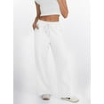thumbnail image 4 of Womens Wide Leg Sweatpants High Waisted Baggy Lounge Pants Drawstring Flared Joggers with Pockets White XL, 4 of 7
