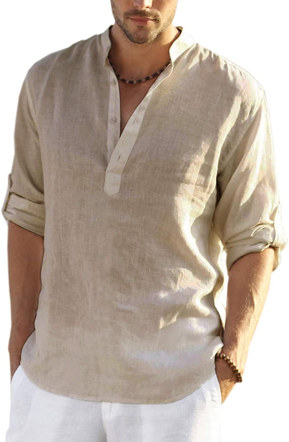 Men's Casual Long Sleeve Henley Shirts 